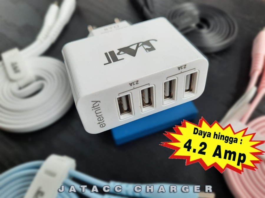 Kepala Charger HP 4 Slot Kabel USB / Cas HP 4.2 a 4 Colokan USB ( TC 4,2A )